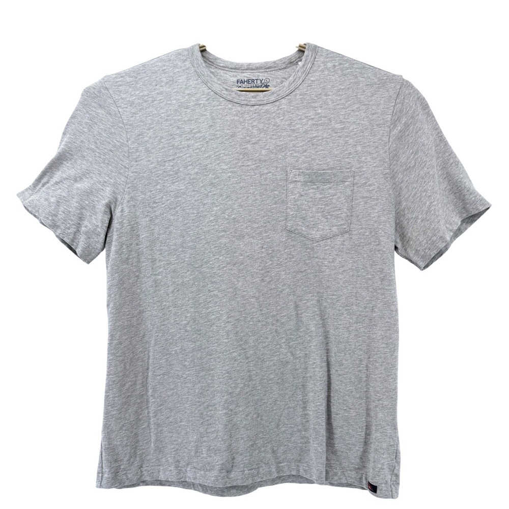 Faherty Sunwashed Pocket Tee Mens Large Grey Organic Cotton MKS2519-GHE NWOT - Picture 2 of 9